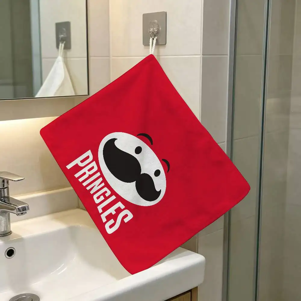 Tomato Snack-P-ringles Mascot Polyester Cotton Hanging Kitchen Towel Skin Friendly Hand Wiping Towel For Hotel Cafe Household
