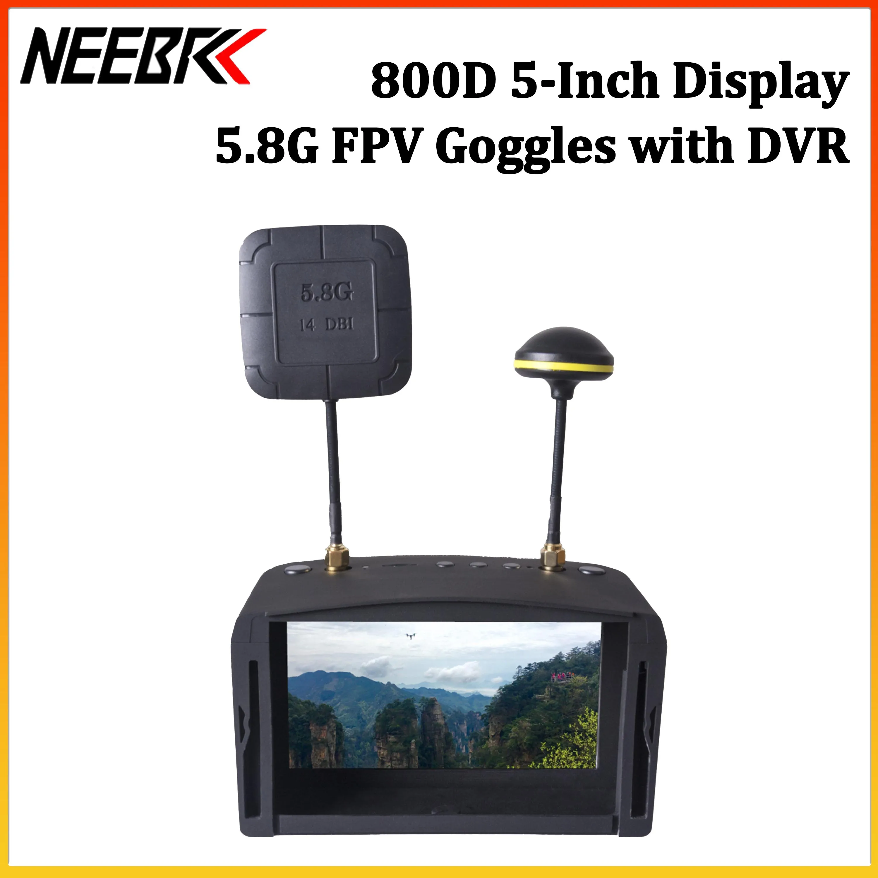 800D 5.8G FPV Goggles DVR 5 Inch 800*480 LCD 40CH Dual Antenna Auto‑Search Built-in 2000mAh Battery for RC FPV Drone Model