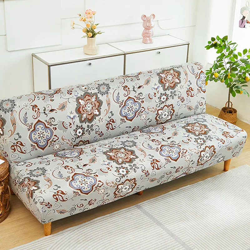 Vintage Printed Sofa Cover for Living Room Armless Dust-Proof Anti Cat Scratch Couch Cover High Elasticity Anti Slip Home Decor