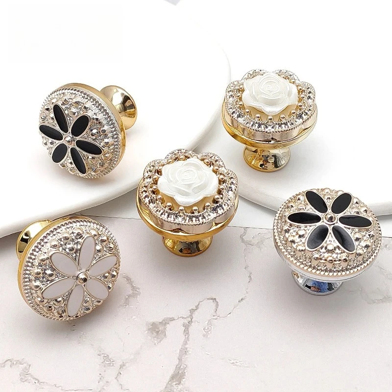 10pc Light luxury Simple Flower Shape Plastic Handle Hardware Furniture Handle Spot Clothes Kitchen Cabinet Drawer Door Handle
