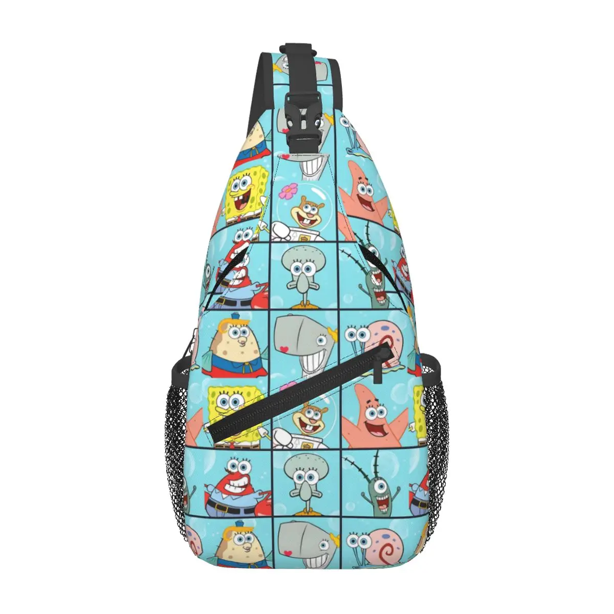 

Custom SpongeBobed Sling Crossbody Backpack Water Resistant For Cycling Animated Comedy Daypack Print Shoulder Backpack