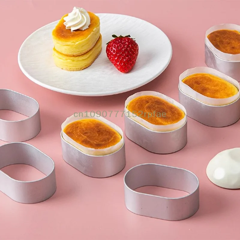 {NN72} 5 uds molde ovalado para pastel de queso, aperitivos para el hogar, galletas, tarta, queso, yogur, herramientas para hornear pasteles, anillo para Mousse, borde libre