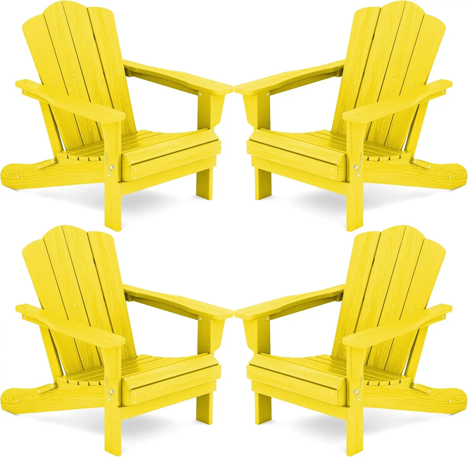 

KINGYES Folding Adirondack Chair Set of 4, HDPE All-Weather Folding Adirondack Chair, Yellow