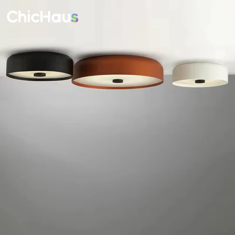 Nordic Simple Circular LED Ceiling Light Modern Creative Black White Orange for Dining Room Living Room Bedroom