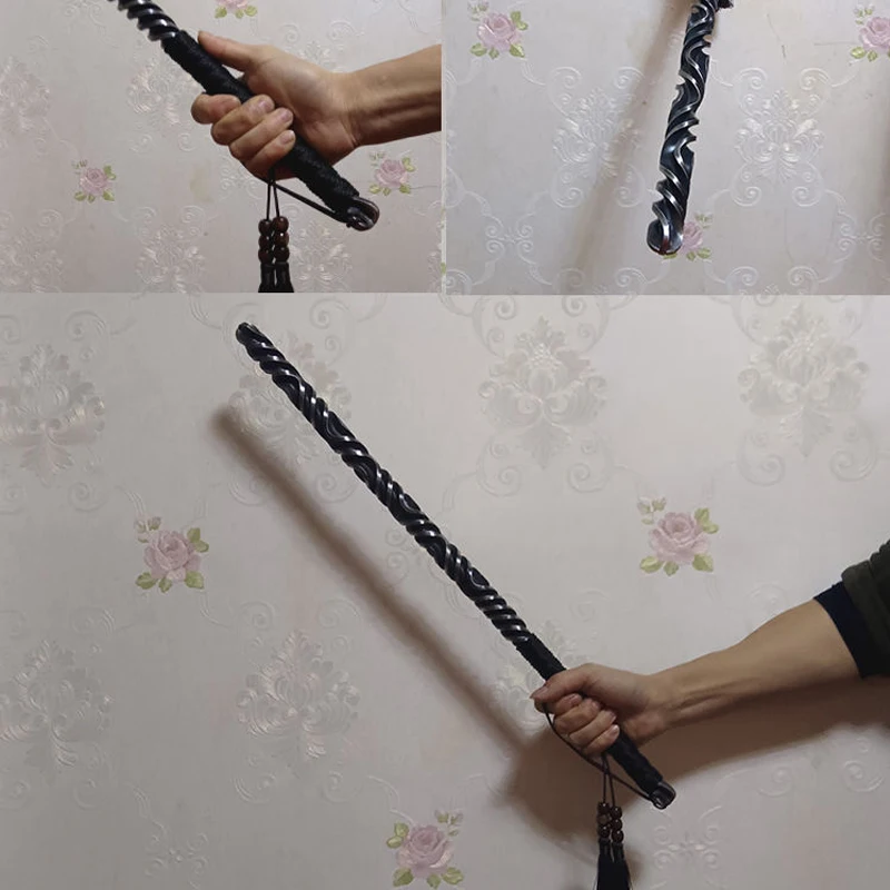 Chinese Style Retro Handmade Forged Steel Whip Mace Solid Outdoor Car Mounted Martial Arts Short Stick Tools