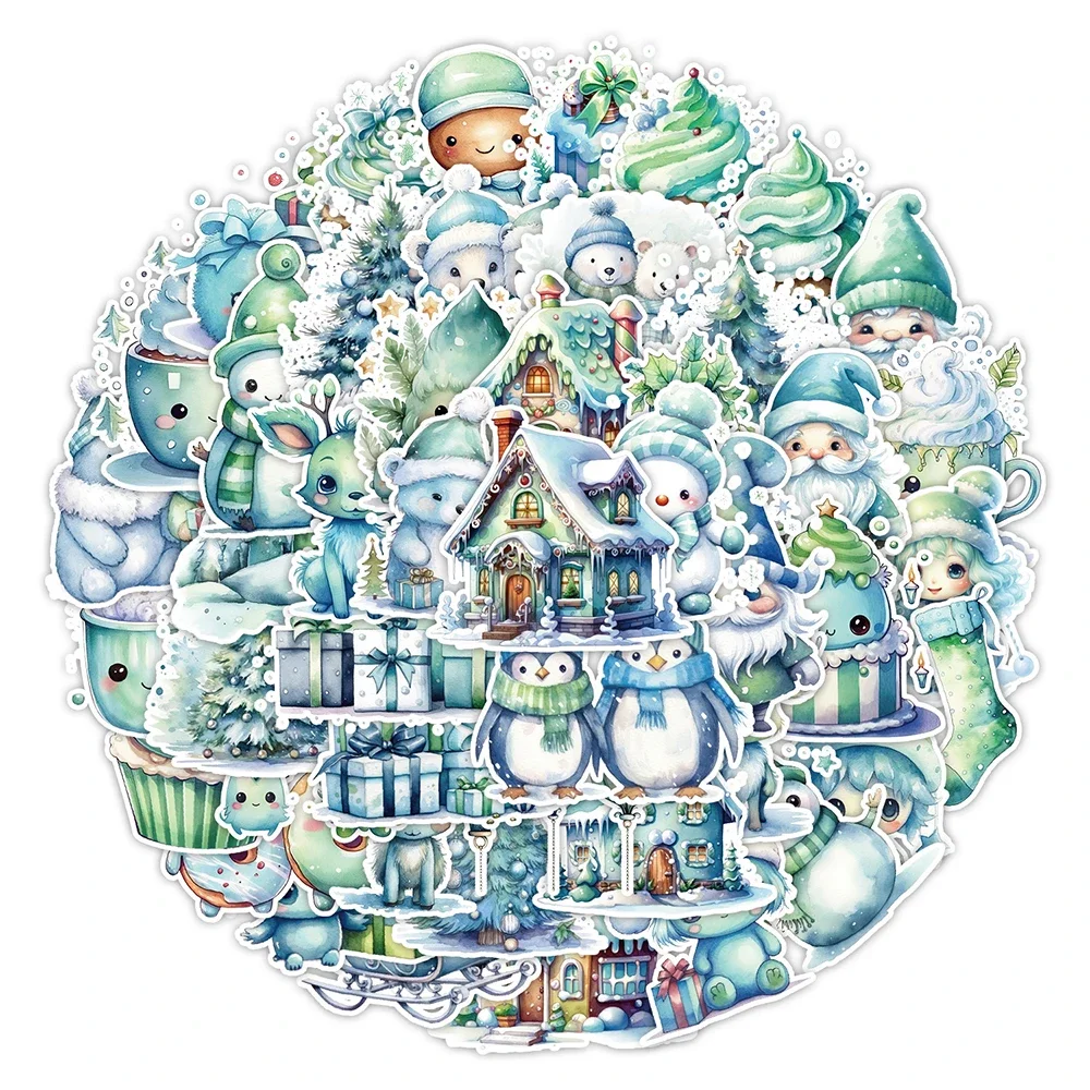 50 Uds. De pegatinas Kawaii verdes de dibujos animados de Navidad, calcomanías para cuaderno, teléfono, guitarra, nevera, coche, pegatina de Graffiti impermeable, juguetes para niños