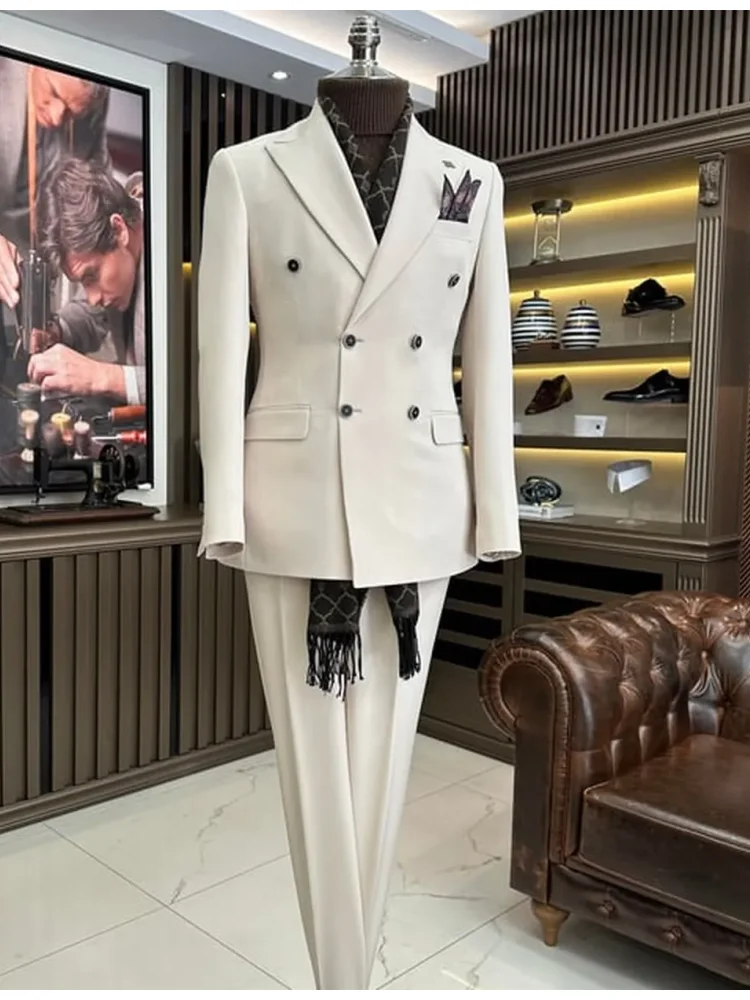 

Solid Color New Men Business Suit Groom Groomsman Wedding Party Prom Formal Occasion Tuxedos 2 Piece Set Jacket and Pants