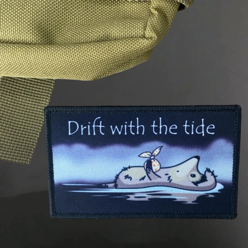 Drift with The Tide Patches Tactical Morale Badge Backpack Hook and Loop Printing Sticker