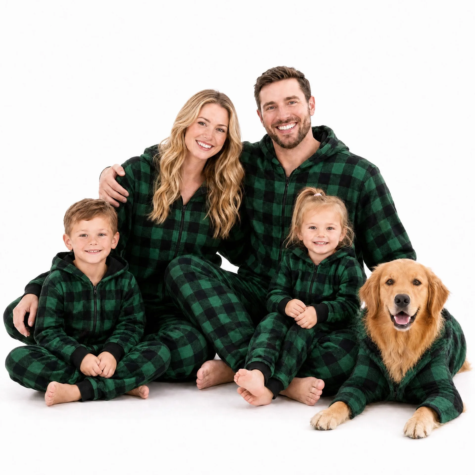 Family Set Check Pattern Set Western Style with Spring and Autumn Family Pajamas for Women