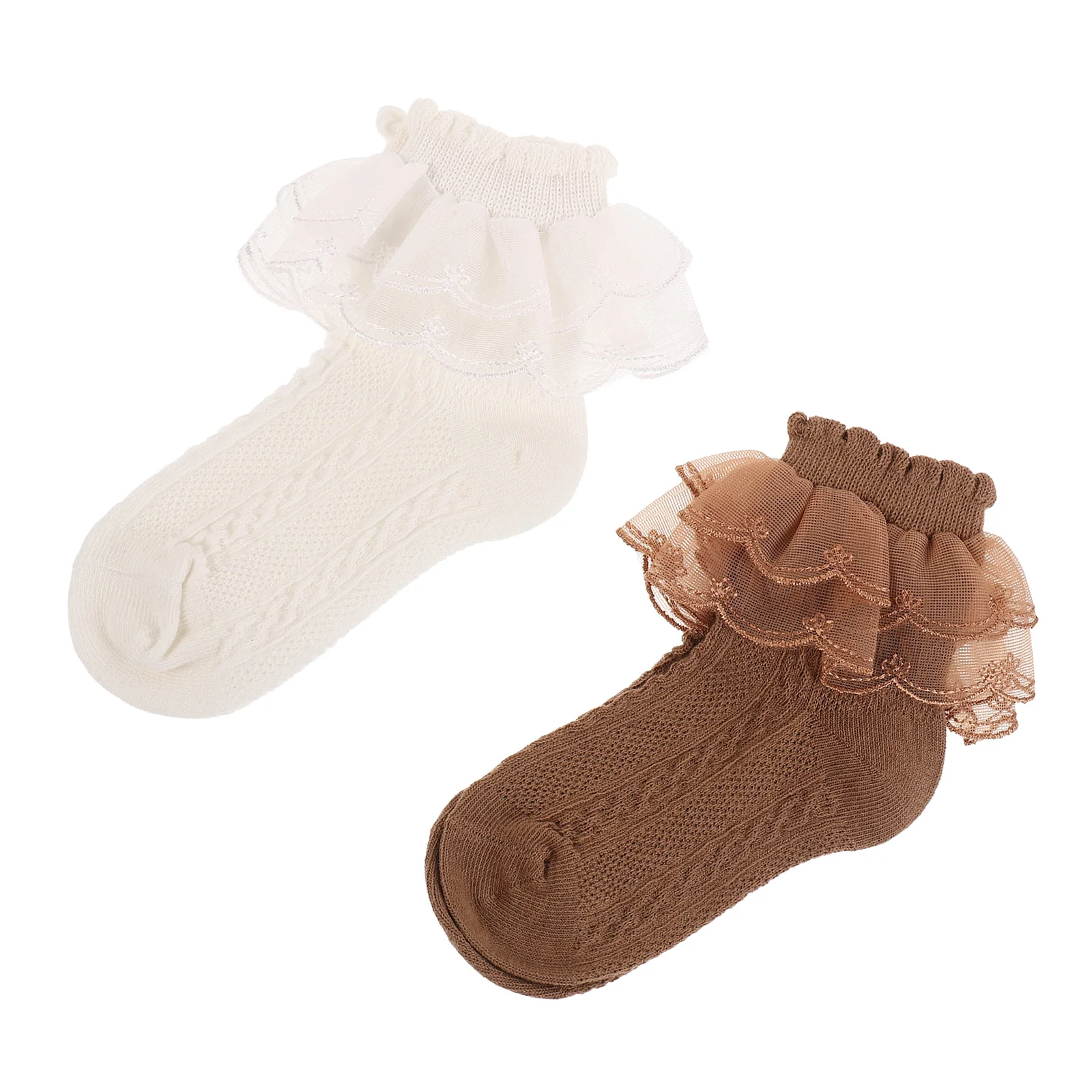 

2Pairs Children's Lace Socks Cotton Ruffle Frilly for Baby Girl Princess Dress Dance Ballet Toddler Comfort Breathable