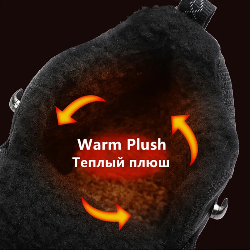 Winter Men's Boots Warm Plush Men's Snow Boots High Quality Winter Non-Slip Sneakers Outdoor Men's Hiking Ankle Boots Work Shoes