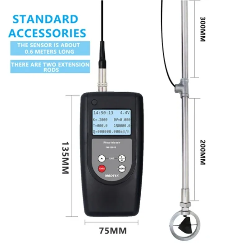 

Handheld River Water Flow Meter, FM-100V5 Portable Water Flow Meter