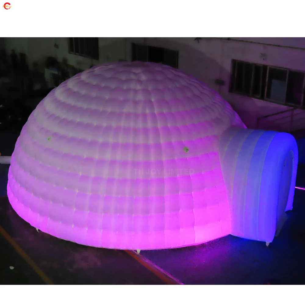 Spedizione veloce Tendone gonfiabile per prato igloo gonfiabile per tenda a cupola con illuminazione colorata da 5 m di diametro in vendita