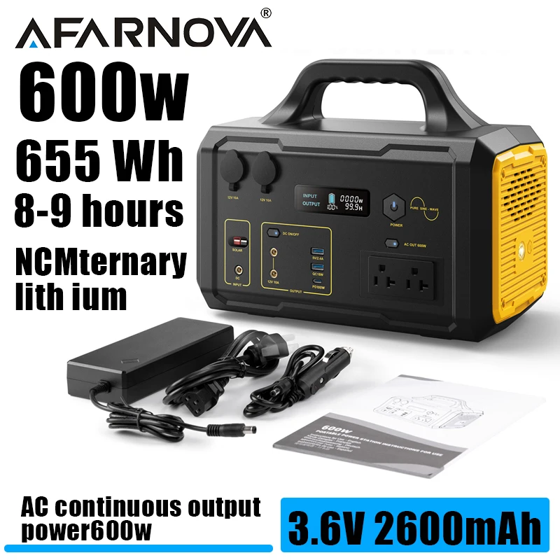 600W New Arrival Outdoor Portable Power Station Power Generator 120V/60HZ LED Light Emergency Solar Power Bank for Home Camping