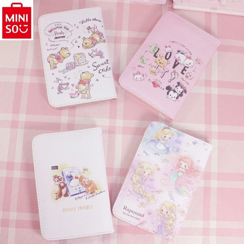 MINISO 디즈니 인어 공주 만화 다기능 PU ID 거치대, 귀여운 보관 ID 가방, 여권 클러치