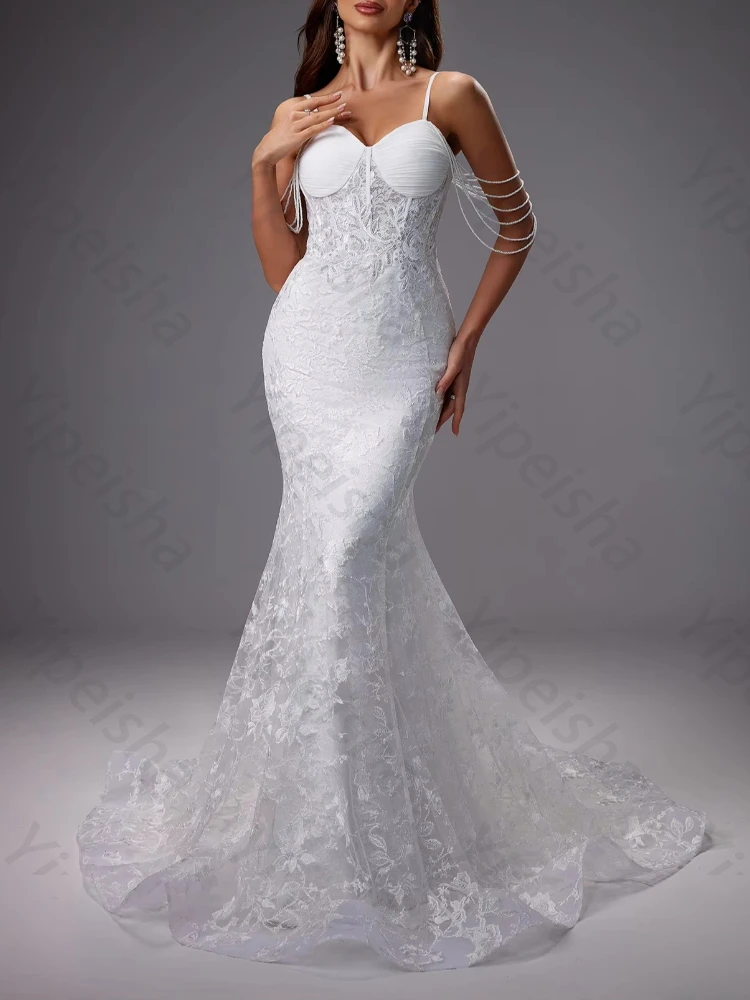 Customized Embroidered Floral Decor Mermaid Wedding Dress Sexy Backless Celebrity Dress Exquisite High Quality Prom Party Gowns