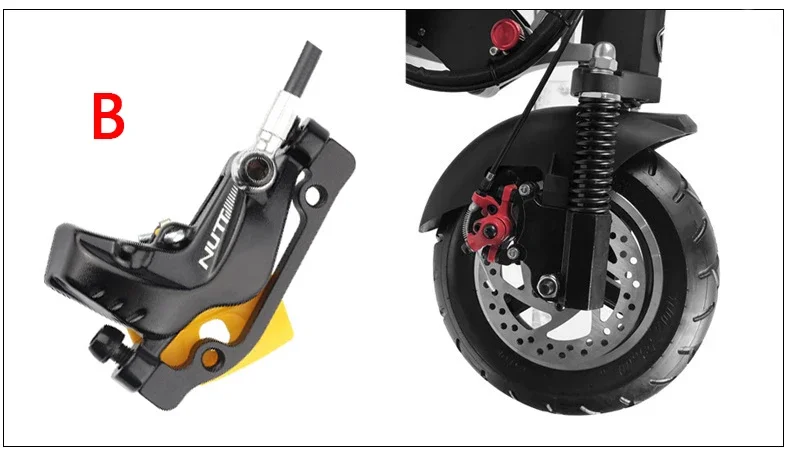 NUTT Electric Scooter 4 Piston Hydraulic Disc Brake Power-off Oil Disk for Zero 10X/11X, Vsett 10+/9+, Kaabo Wolf Warrior 11