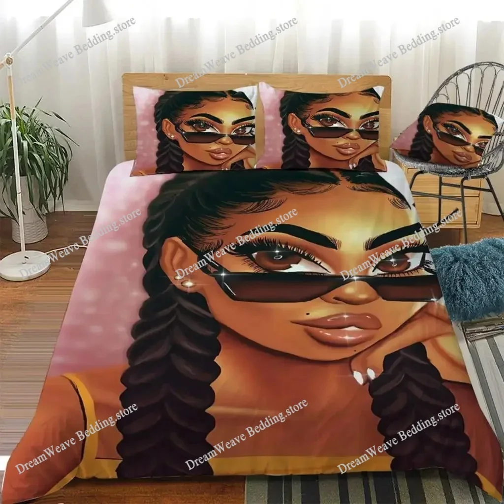

African Beautiful Girl 3D Printed Bedding Set Duvet Covers Pillowcases Comforter Bedding Set Bedclothes Bed Linen(NO Sheet)