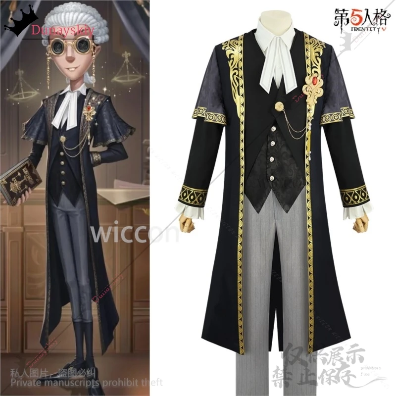 Anime Game Identity Ⅴ Cosplay Freddy Riley Lawyer Costume The Weight Of Justice Tailcoat Gothic Coat Wigs Halloween Customized