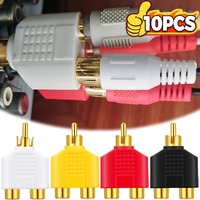 RCA Splitter Adapter Zinc Alloy Audio Video Plug Converter 1 Male To 2 Female Connectors for AV Jack Car Audio Speaker Theater