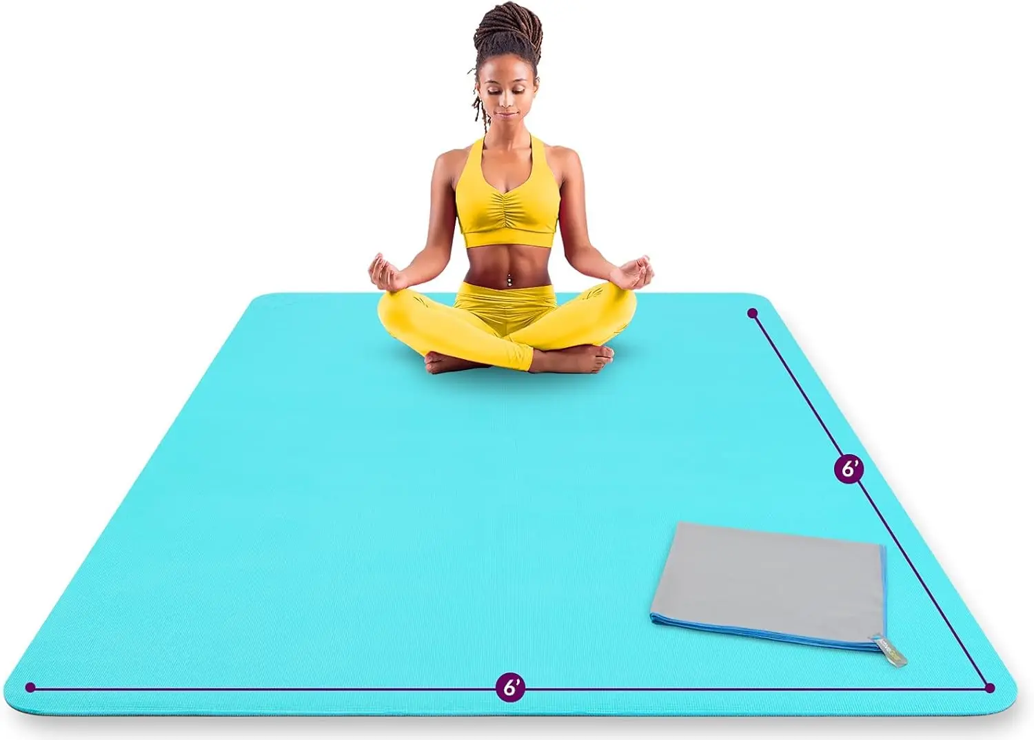 

Large Yoga Mat 6 x 6 ft - 8mm Extra Thick, Durable, Comfortable, Non-Slip & Odorless Premium Square Yoga and Pilates