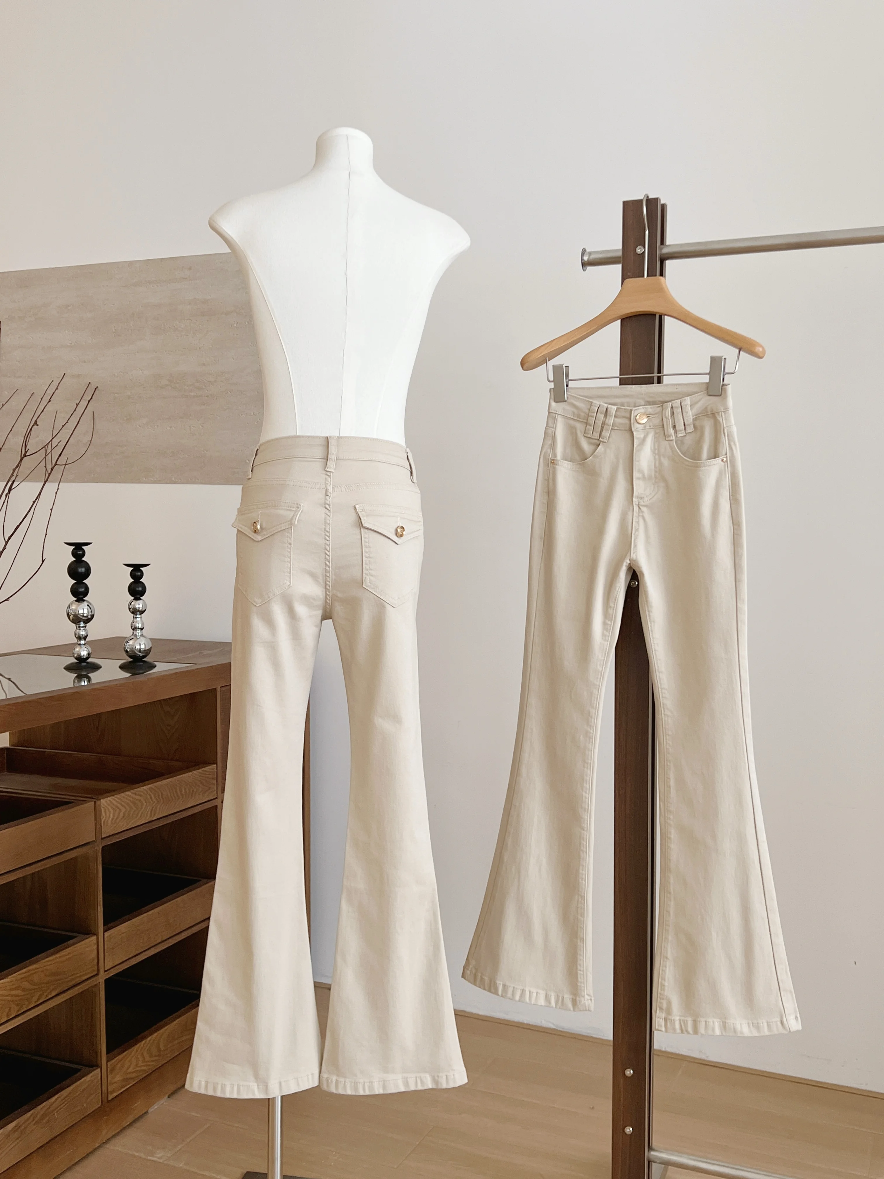 

Женские летние осенние узкие расклешенные джинсы с высокой талией, женская уличная одежда, тонкие джинсы в полный рост