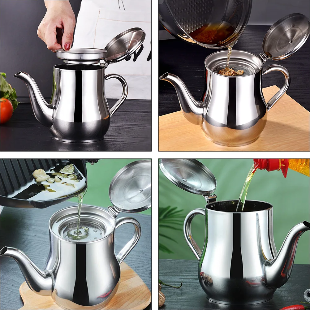 

Filter Cup Oil Storage Holder Container with Stainless Steel Pot Syrup Can Grease Strainer