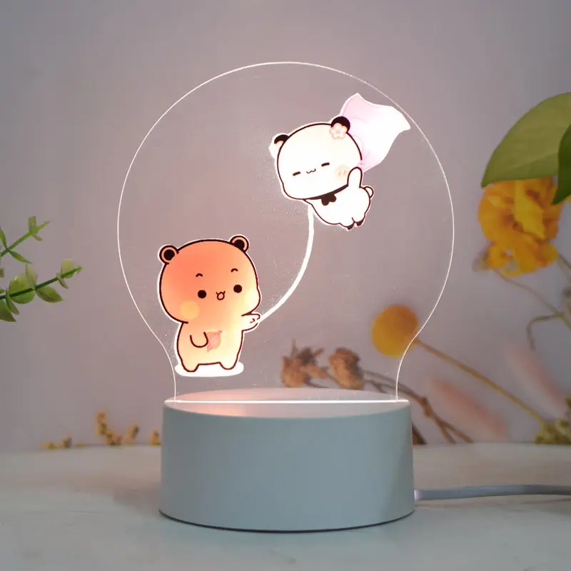 Bubu Dudu Led Night Light Cute Bear Panda Figures Lamp USB Warm Yellow Light Creative Cartoon Home Decorative Christmas Gift