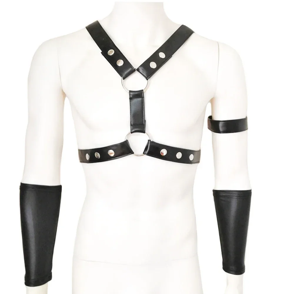 

Sexy Men's Lingerie Belt Strap Halter Erotic Tanks Faux Leather Punk Body Chest Harness Stage Costume Shoulder Strap Underwear