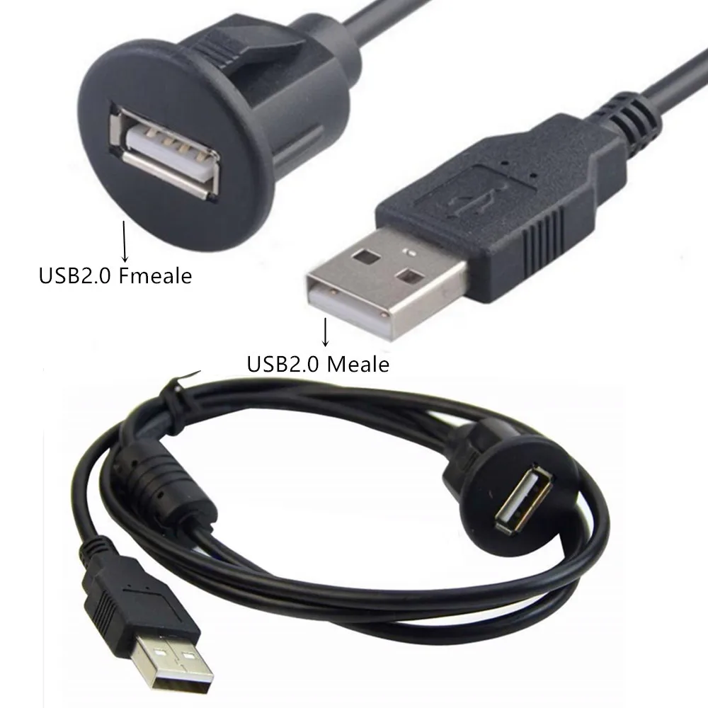 5Gbps USB tahan air tertanam adaptor Dok Panel dasbor USB 3.0 2.0 Port laki-laki ke perempuan mobil sepeda motor kapal kabel ekstensi