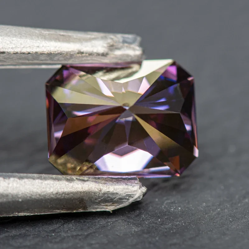 Moissanite Radiant Cut Imperial Purple Color VVS1 with GRA Certificate for Gemstone Charms Beads Top Jewelry Making Materials