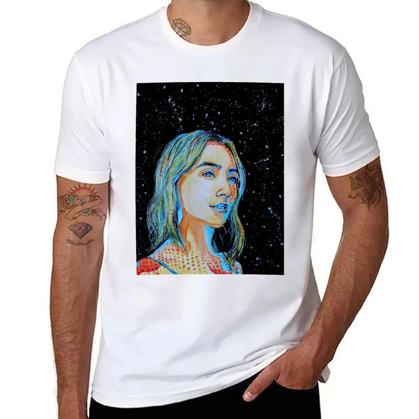 

Saoirse Ronan comics style T-Shirt man t shirt graphic mens graphic t shirts T-Shirt