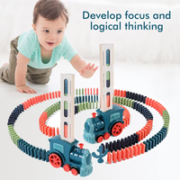 Children's Domino Train Car Audio And Lighting Automatic Laying Brick Colored Domino Block Game DIY Educational Toy Gifts