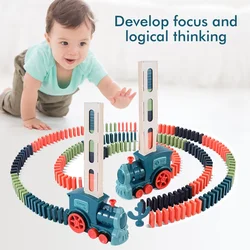 Children's Domino Train Car Audio And Lighting Automatic Laying Brick Colored Domino Block Game DIY Educational Toy Gifts