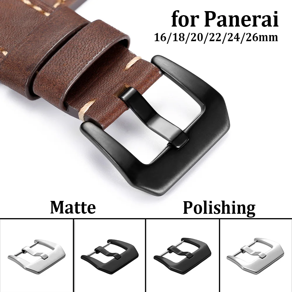 

16/18/20/22mm 24mm 26mm Black Silver Watch Band Strap Buckle for Panerai Stainless Steel Button Matte Polished Clasp Accessories