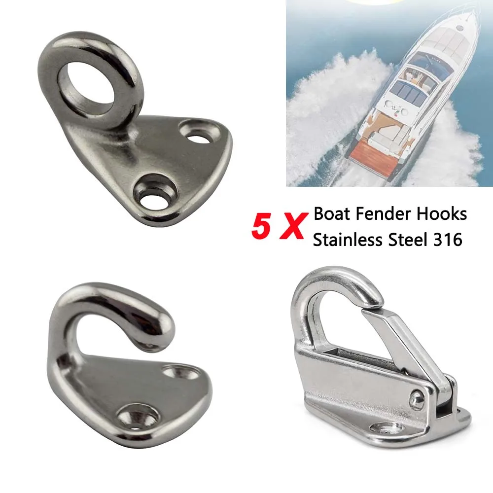 5 x Edelstahl 316 Boot Kotflügel haken Feder schnapp verschluss Seil verriegelt Kotflügel Haken Auge Segel Schlepper Schiff Marine Hardware Boote
