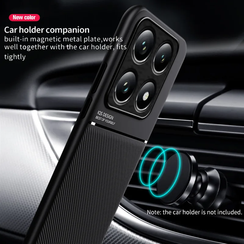 Rugged Non-Slip Case For Xiaomi 14T Pro 5G Cover Car Built-in Magnetic Suction Holder Coque Fundas Shell Capa