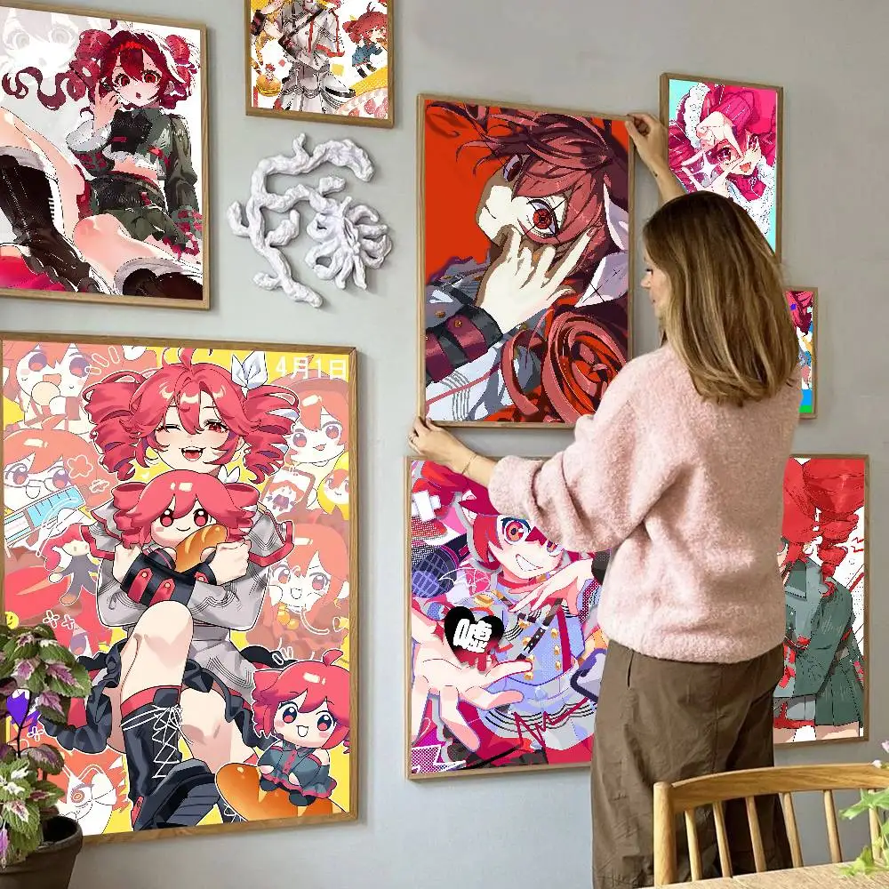 Popular Virtual Singer Kasane Teto Anime Posters Sticky Fancy Wall Sticker For Living Room Bar Decoration Room Wall Decor