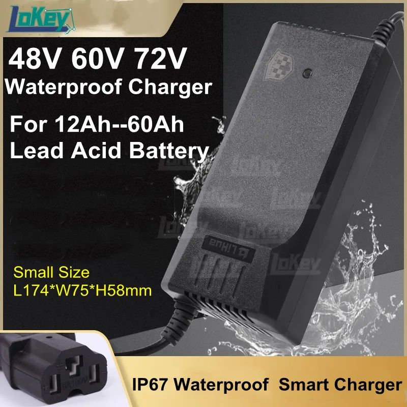 

48V 60V 72V Waterproof Charger 4A 6A 8A for 12Ah 20Ah 30Ah 40Ah 50Ah 60Ah GEL AGM dry liquid water Lead Acid Batterys cargador