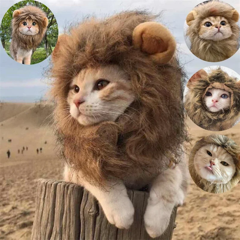 

Pet Cat Decor Hair Caps Cute Lion Headgear for Cat Puppy Lion Wig Costume Party Decoration Halloween Christmas GatosPet Supplies