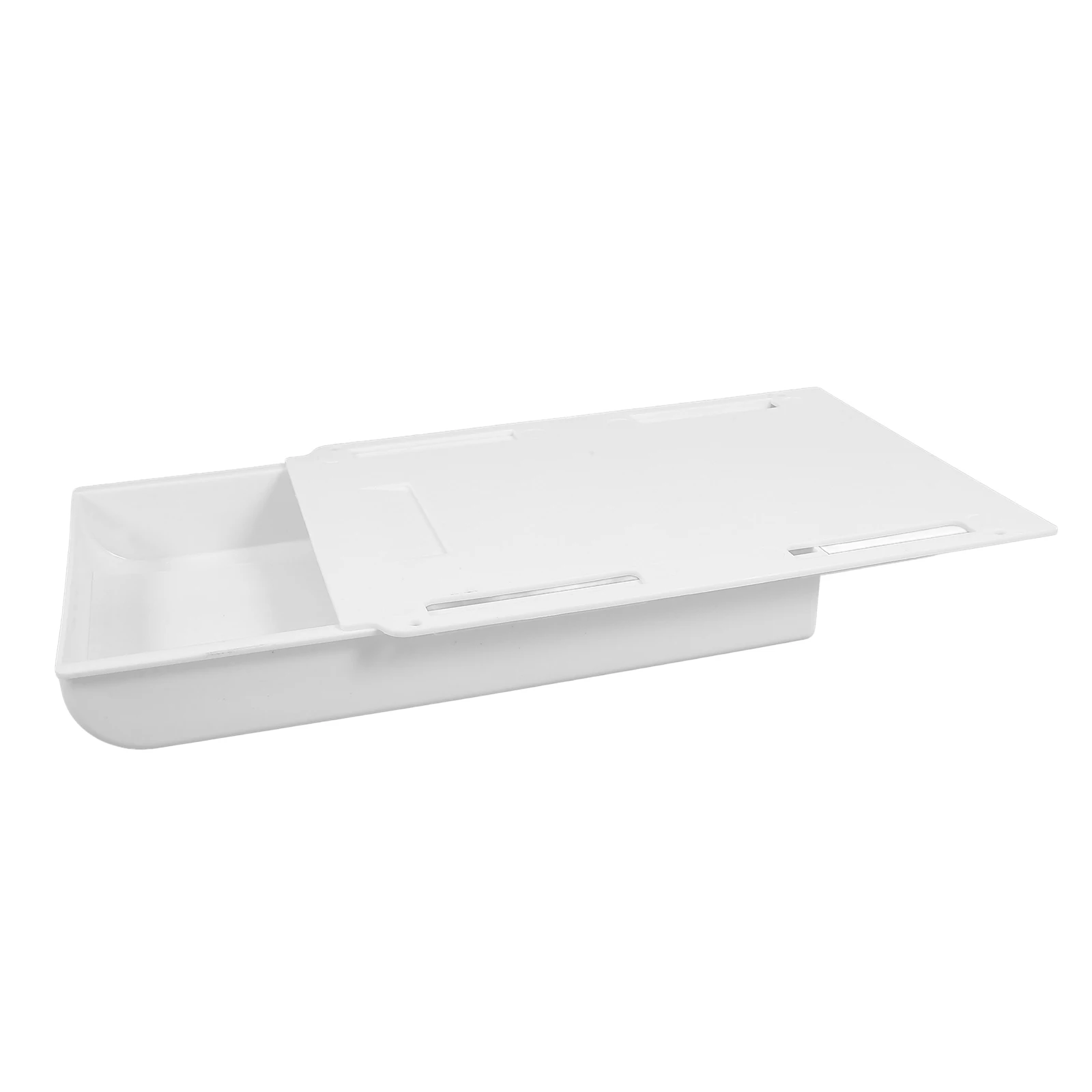 

Hidden Storage Box Drawer Large Capacity Office Under Desk Rack Organizers White Plastic Material No Drilling Required