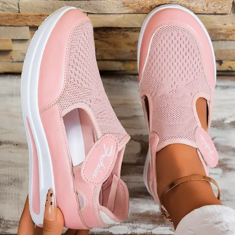 

Women's Spring Large Casual Hole Shoes with Slope Heels Thick Bottom Mesh Shoes Velcro Mesh Surface Women's Shoes