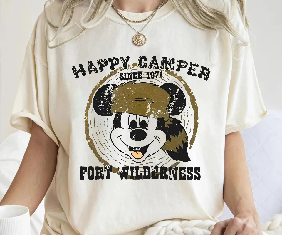 

Рубашка Disney Mickey Happy Camper с 1971 года, футболка Disney Fort Wilderness Resort и Campground, одинаковая семейная рубашка WDW