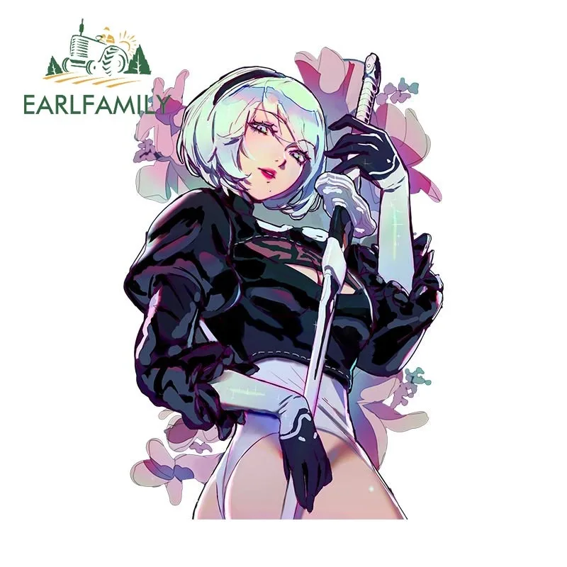 

EARLFAMILY красивая игровая фигурка Nier 2B, автомобильная наклейка, крутой кондиционер, наклейки на шлем, водостойкая индивидуальная виниловая автомобильная пленка