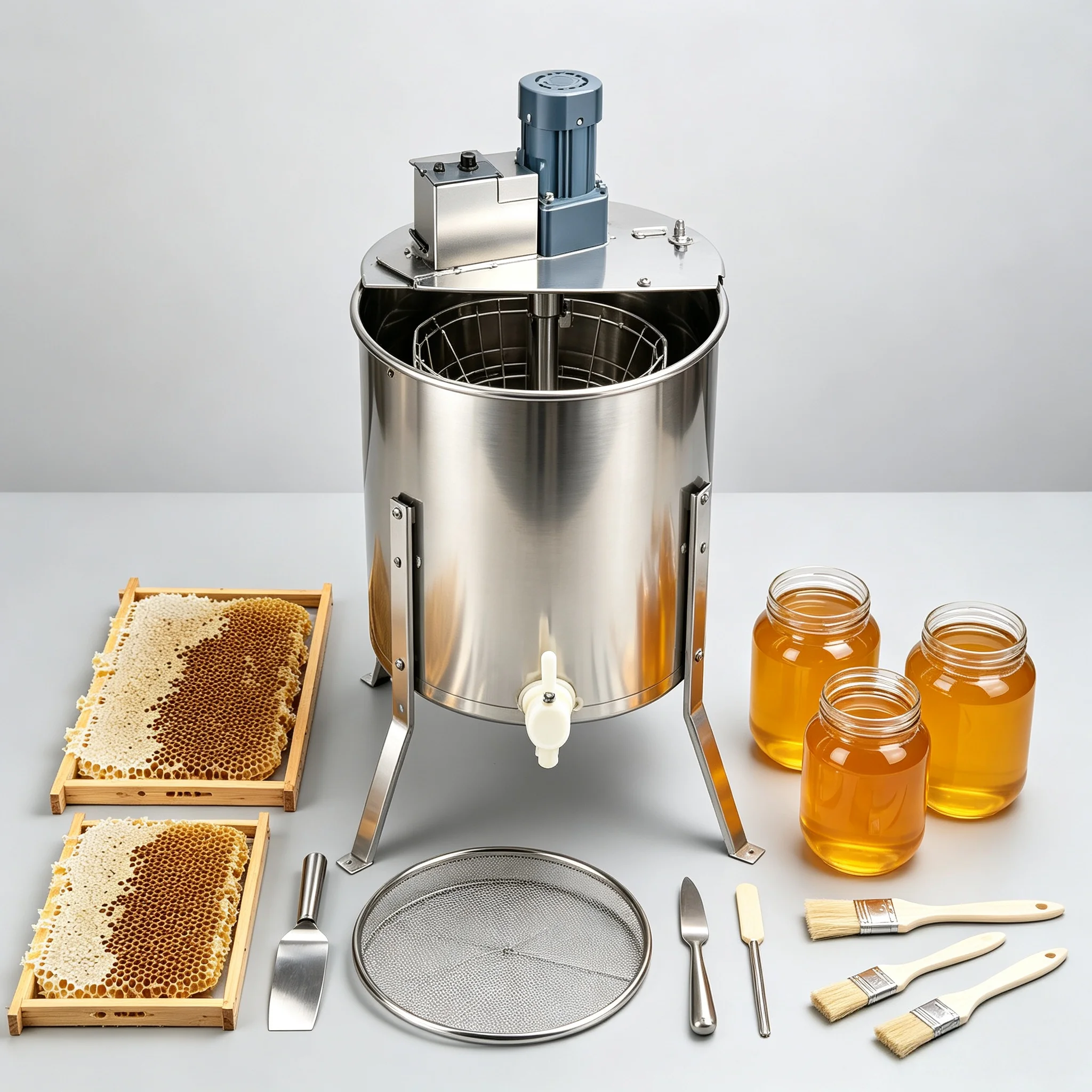 Stainless Steel Electric Honey Extractor, 3/4 Frame Honey Spinner Bucket, Thickened Honey Separator Beekeeping Tool