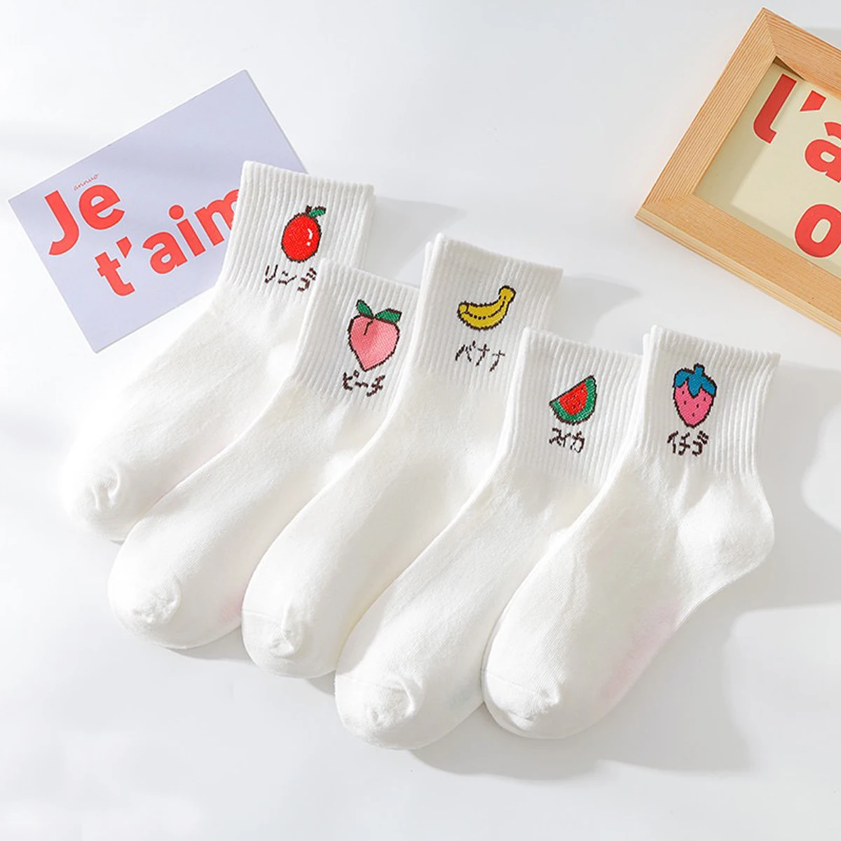 Chaussettes tube de fruits printemps et été, 600, 5 paires