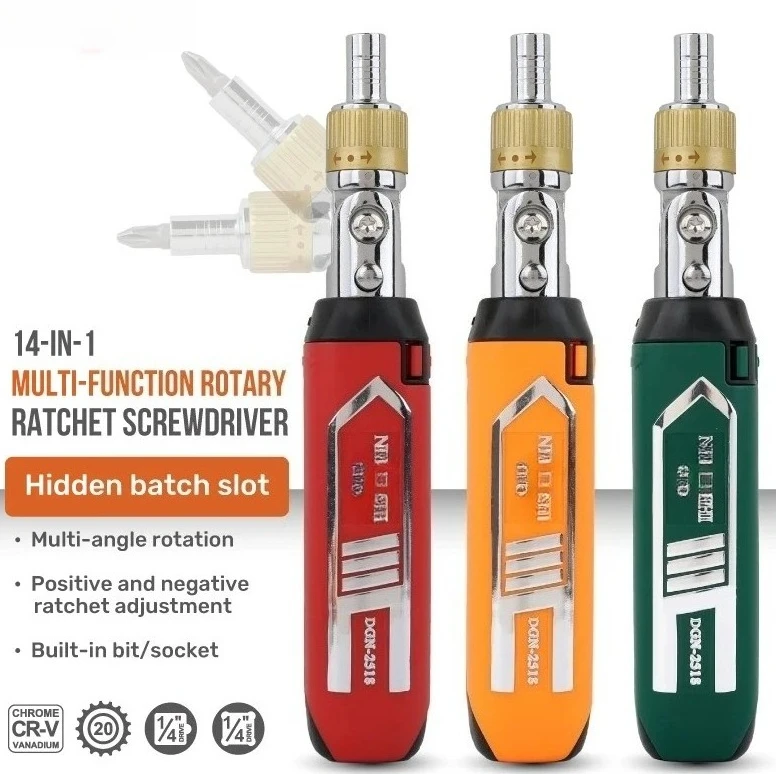 

Магнитные отвертки, инструмент для ручного ремонта, набор отверток 14 в 1, многофункциональная отвертка с поворотной трещоткой