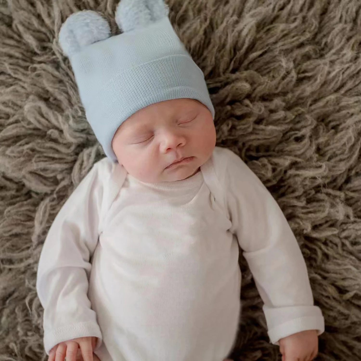 Chapéu bonito do urso dos desenhos animados para o bebê recém-nascido, gorro macio de malha quente, boné de cor sólida para meninos e meninas,