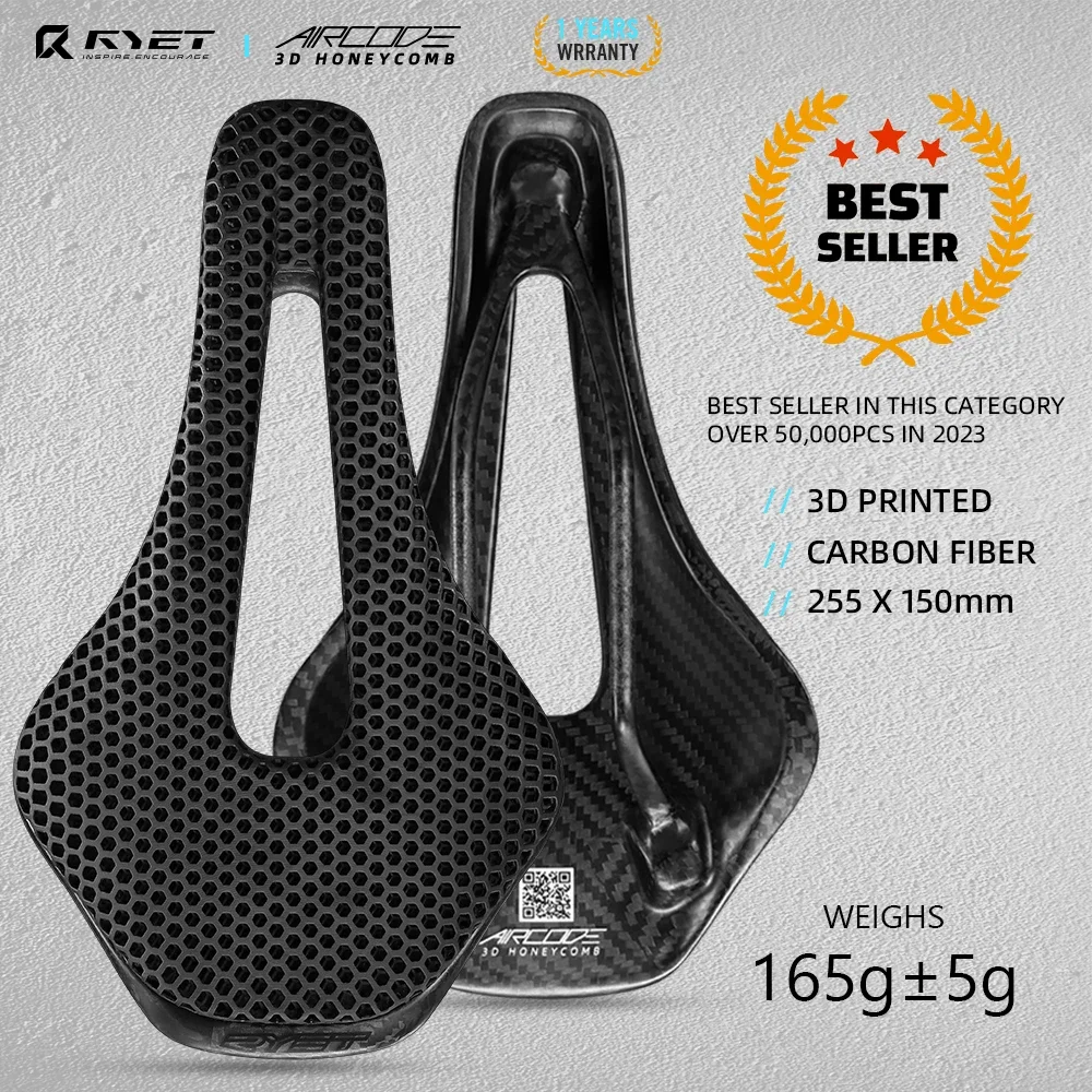 

RYET 3D Printed Carbon Fiber Bike Saddle 150mm Ultralight Hollow Design MTB/Road Cycling Saddle With Ventilation Channels