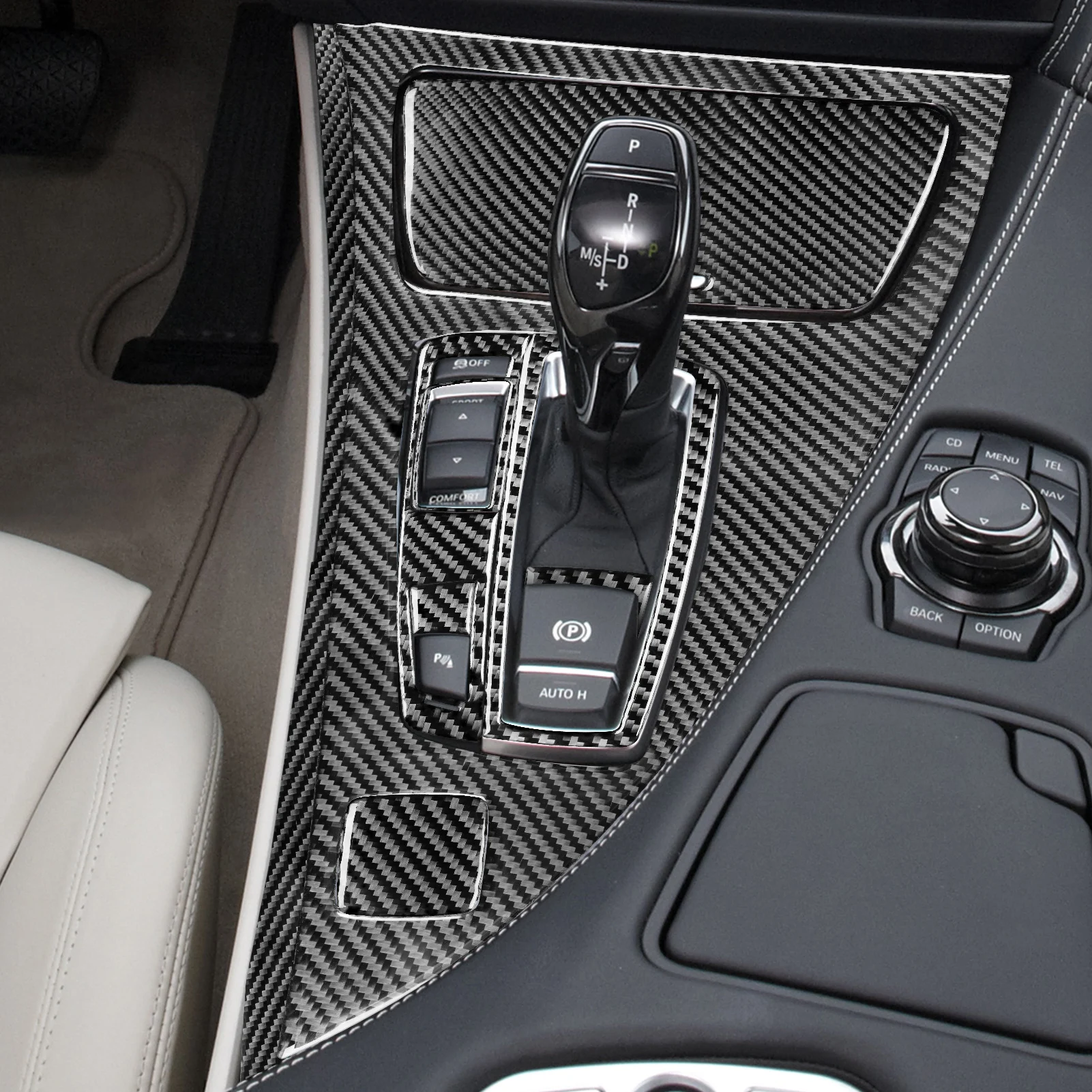 For BMW 6 Series 2011-2018 M6 F12 F13 F06 M Sport Real Carbon Fiber Sticker Air Outlet Gear Shift Lift Panel Trim Car Inside view 3